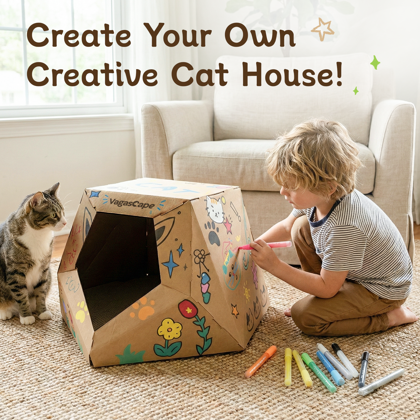 Cardboard Cat Scratcher House