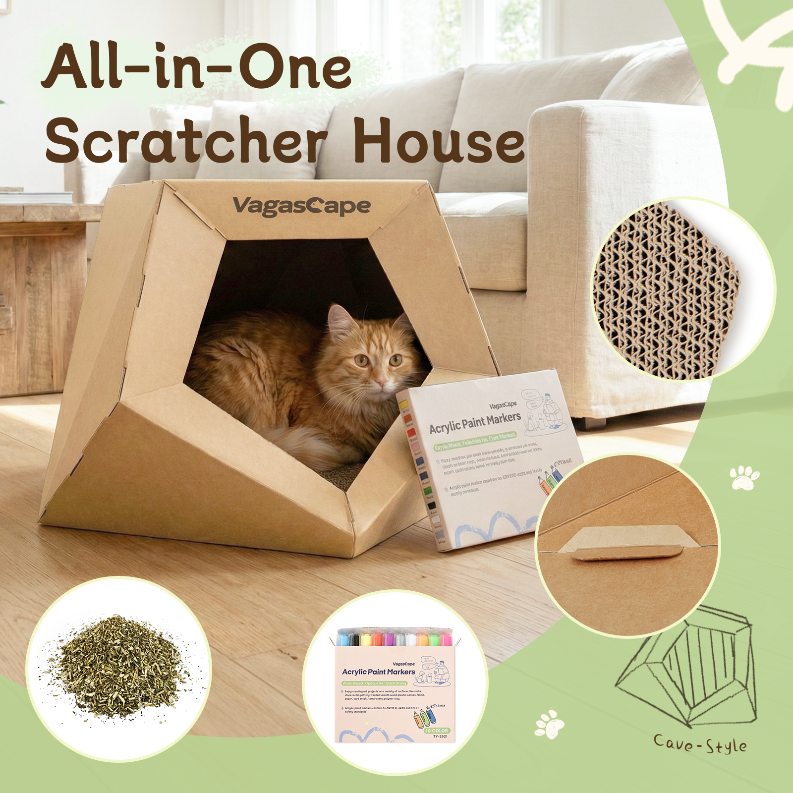 Cardboard Cat Scratcher House